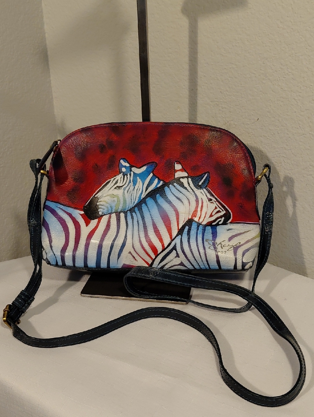 Hand-Painted Zebra Crossbody